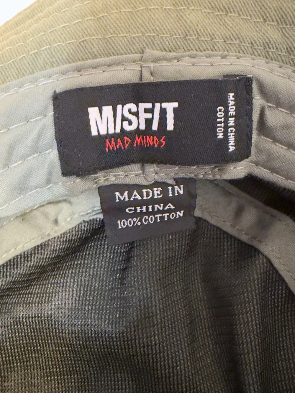 M/SF/T Mad Minds Bucket Hat Olive Green Cotton One Size